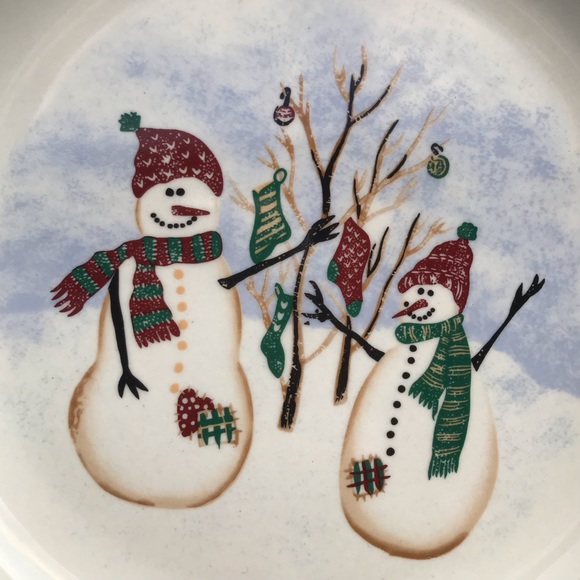 Set Of 2 Royal Seasons ‘Snowman’ Stoneware  Bread & Butter/Dessert Plates - Picture 2 of 5